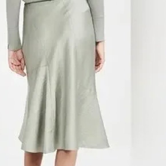 Club Monoco Light Green Satin Midi Skirt - Picture 2 of 2